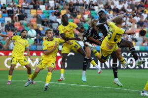 Il gol di Kristensen per il momentaneo vantaggio dell'Udinese sul Verona