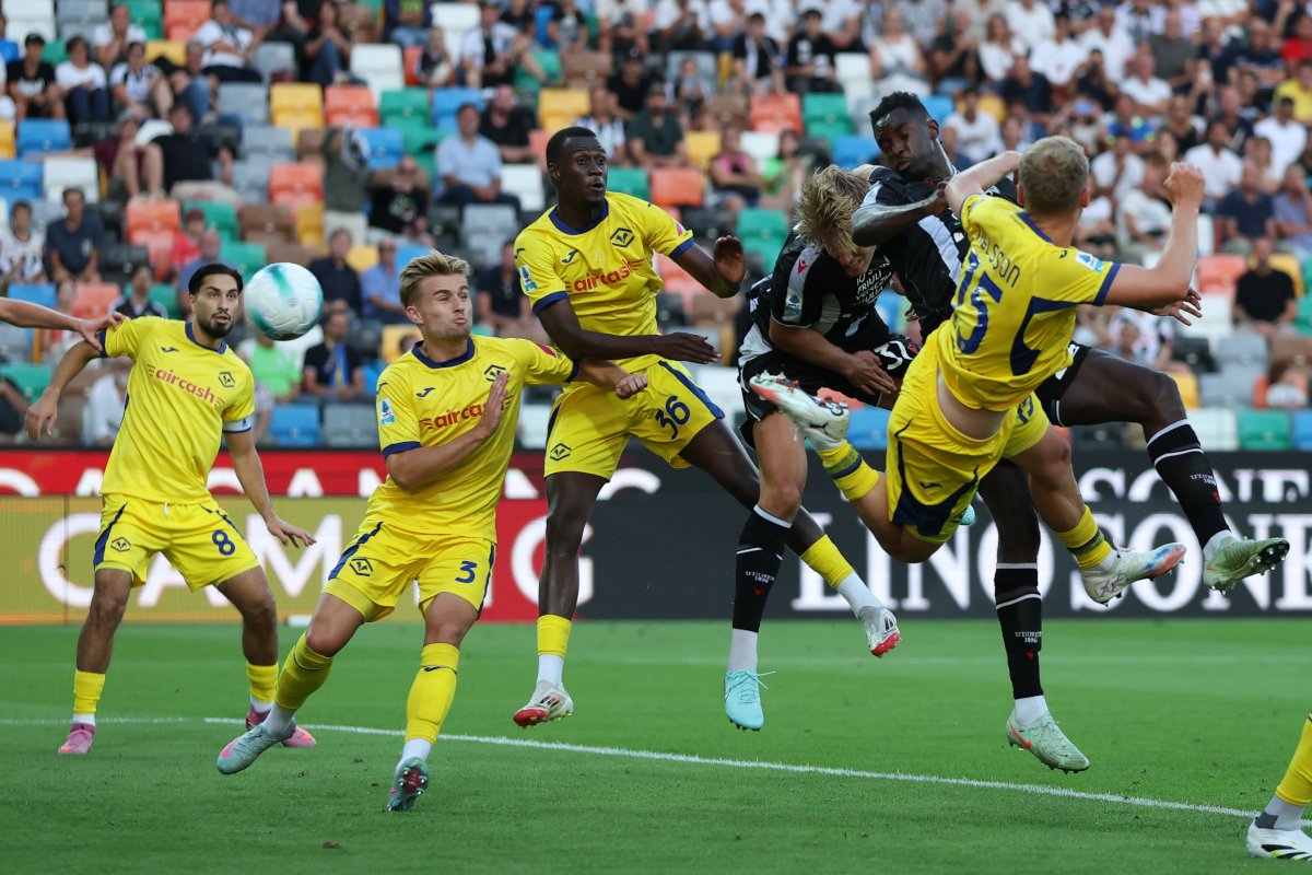 Il gol di Kristensen per il momentaneo vantaggio dell'Udinese sul Verona