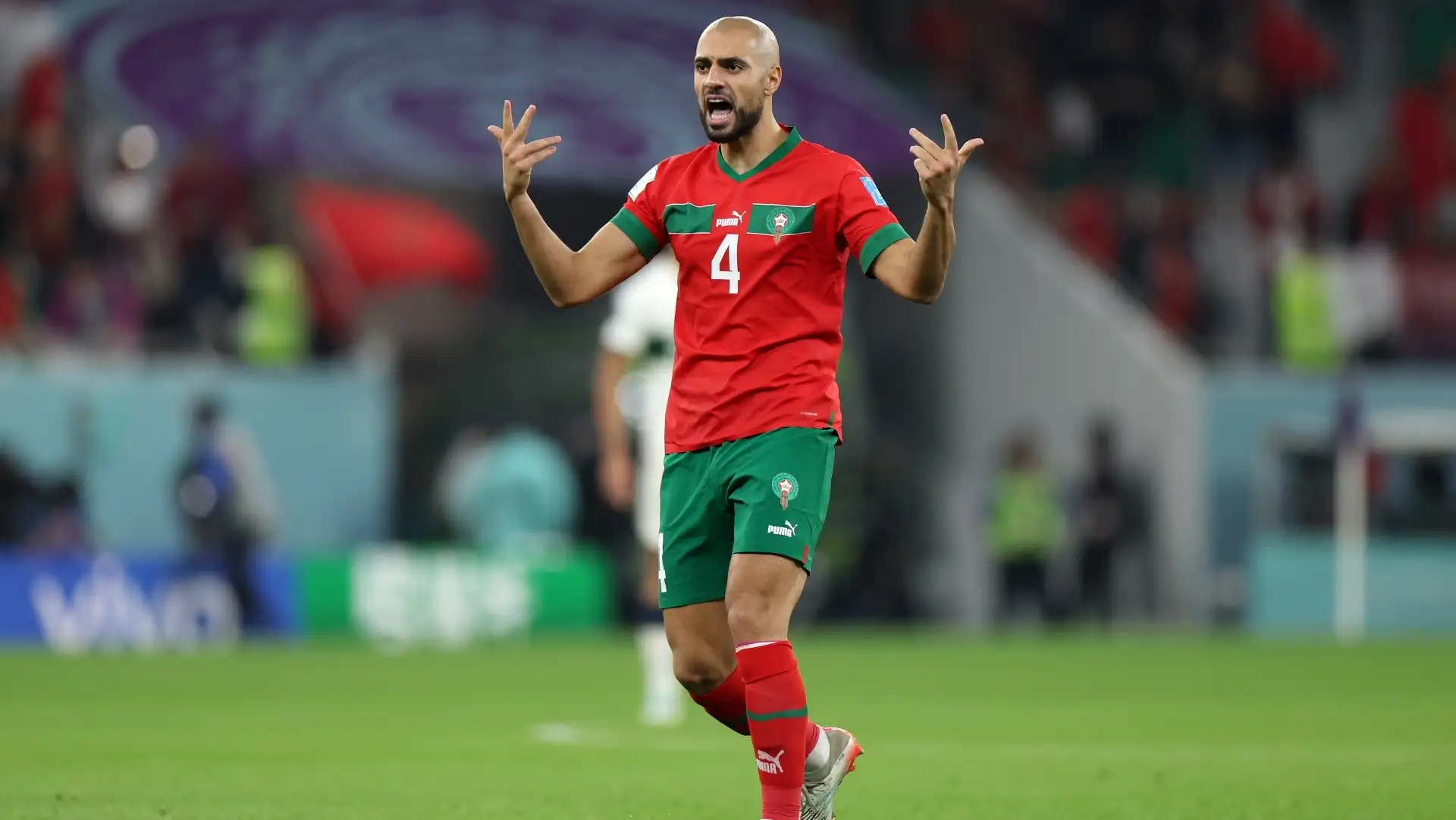 Sofyan Amrabat con la maglia del Marocco